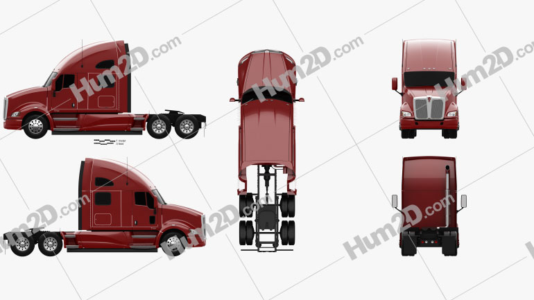 Kenworth T700 Tractor Truck 3-axle 2010 Clipart Image