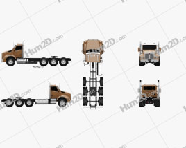 Kenworth T880 Chassis Truck 4-axle 2013 clipart