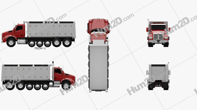 Kenworth T880 Dump Truck 6-axle 2013 Blueprint