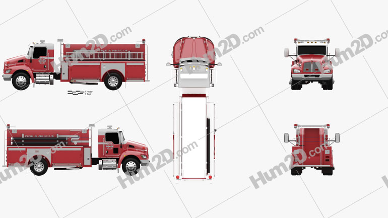 Kenworth T370 Fire Truck 2009 Blueprint
