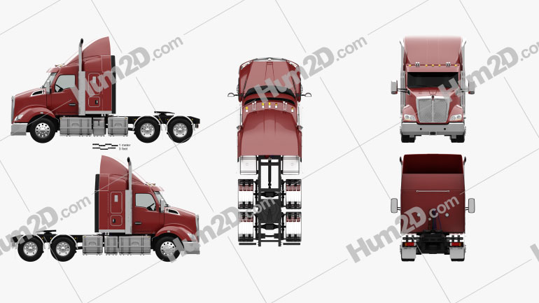 Kenworth T610 Sleeper Cab Tractor Truck with HQ interior 2017 clipart
