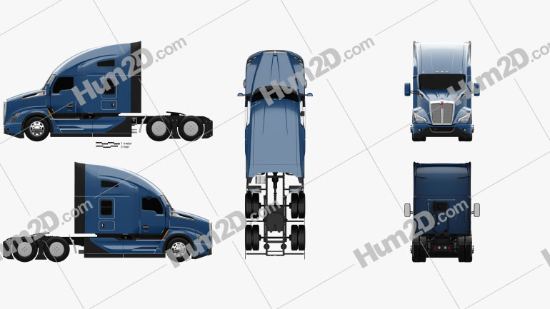 Kenworth T680 Sleeper Cab Tractor Truck 2022 Blueprint