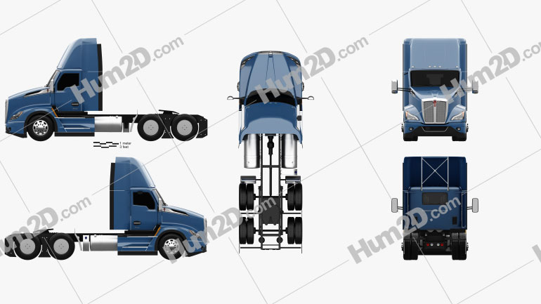Kenworth T680 Day Cab Tractor Truck 2021 Blueprint