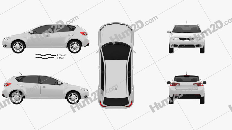 Kia Forte (Cerato, Naza) hatchback 5-door 2012 car clipart