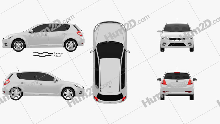 Kia Ceed Hatchback 5-door 2011 car clipart