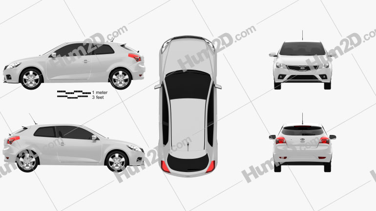 Kia Pro Ceed 3-door hatchback 2011 car clipart