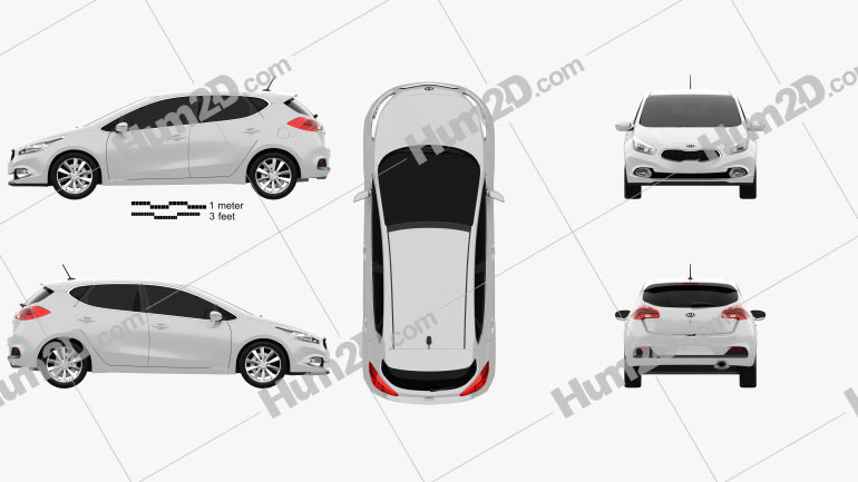 Kia Ceed hatchback 5-door 2013 Clipart Image