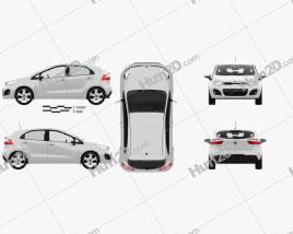 Kia Rio hatchback de 5 portas com interior HQ 2011 car clipart