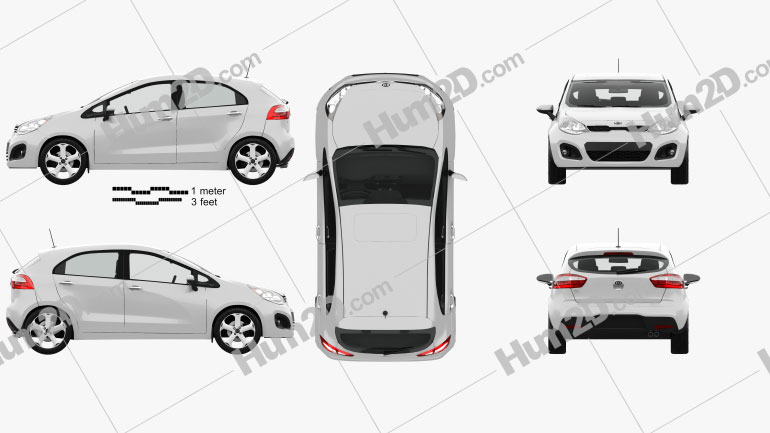 Kia Rio hatchback 5-door with HQ Interior 2011 car clipart