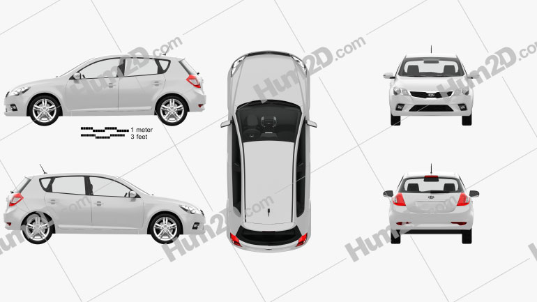 Kia Ceed hatchback 5-door with HQ Interior 2011 car clipart