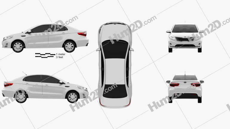 Kia Rio (K2) Sedan 2012 car clipart