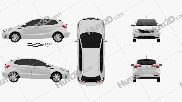 Kia Rio (K2) hatchback 5-door 2012 Blueprint