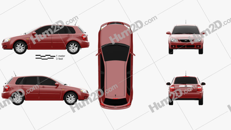 Kia Cerato (Spectra) hatchback 2004 car clipart