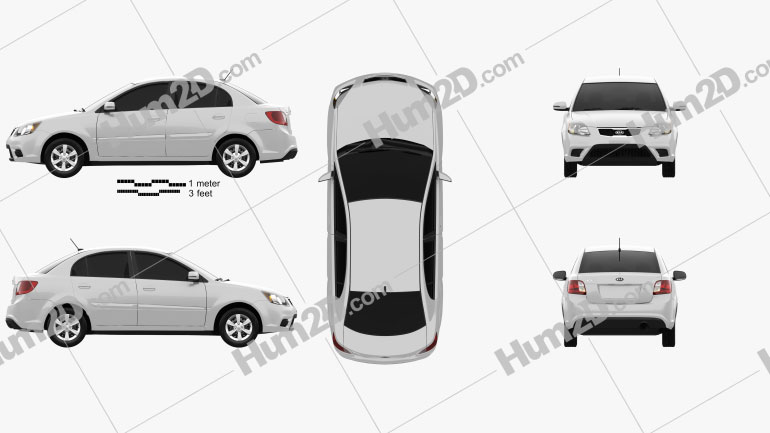 Kia Rio JB sedan 2009 car clipart