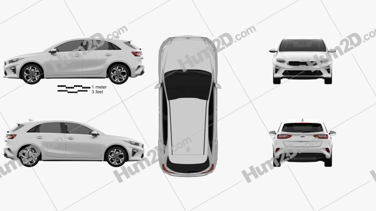 Kia Ceed hatchback 2018 Clipart Image