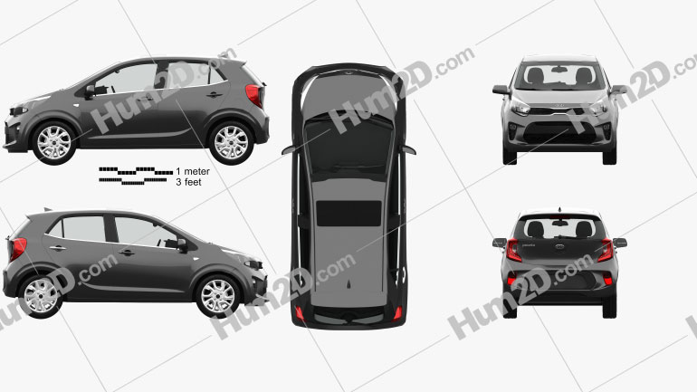Kia Picanto Comfort Plus with HQ interior 2017 car clipart