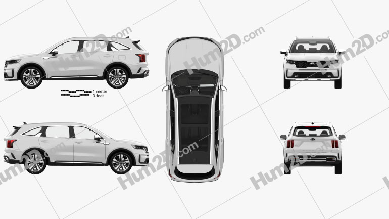 Kia Sorento EcoHybrid with HQ interior and engine 2020 car clipart