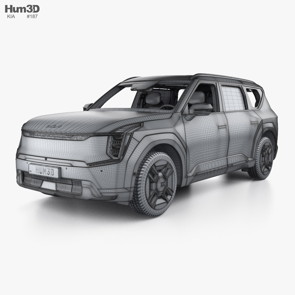 Kia EV9 with HQ interior 2024 car clipart