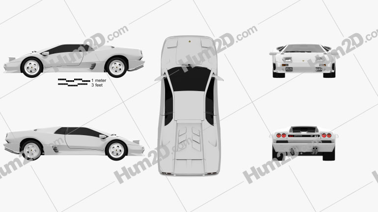 Lamborghini Diablo VT 1993 car clipart