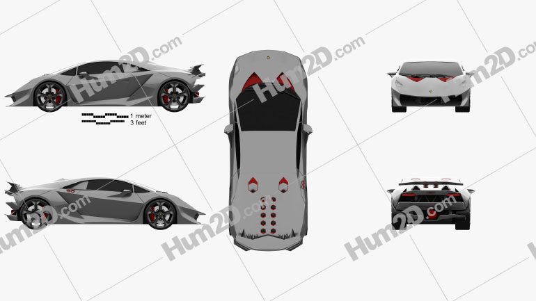Lamborghini Sesto Elemento 2011 Blueprint in PNG - Download Vehicles Clip  Art Images