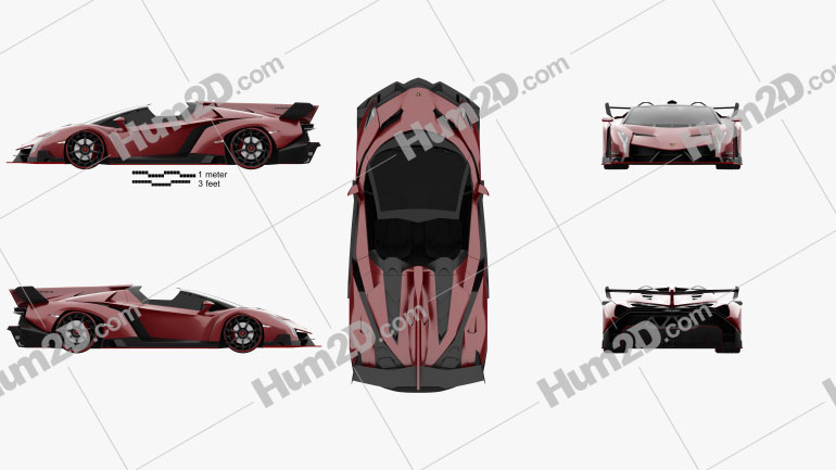Lamborghini Veneno Roadster 2014 Blueprint