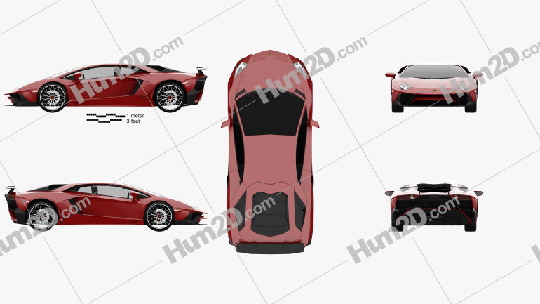 Lamborghini Aventador LP 750-4 Superveloce 2015 Clipart and Blueprint