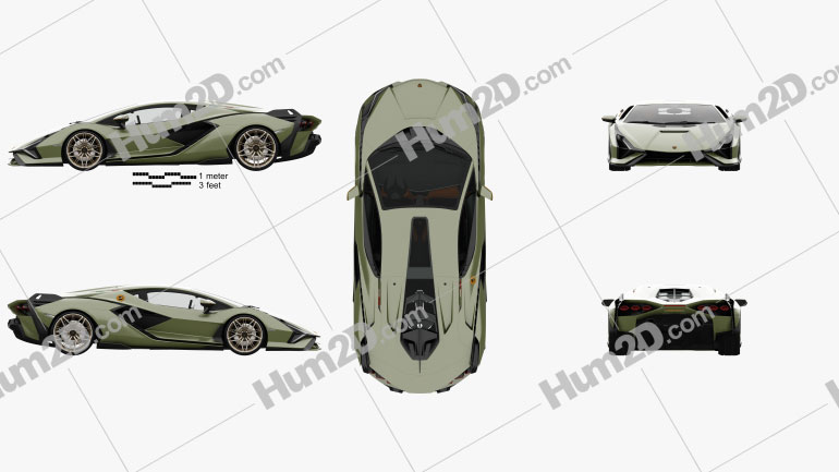 Lamborghini Sian with HQ interior 2020 car clipart