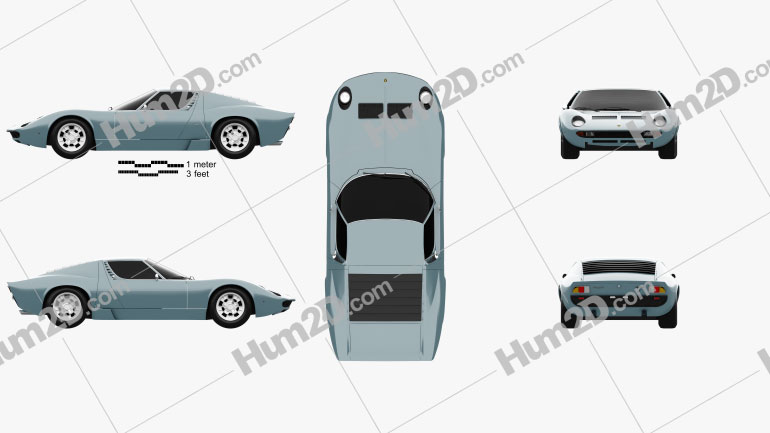 Lamborghini Miura P400S 1970 car clipart