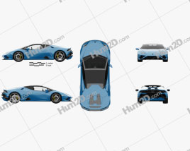 Lamborghini Huracan EVO RWD Spyder com interior HQ 2020 Blue car clipart