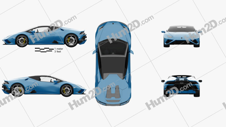 Lamborghini Huracan EVO RWD Spyder with HQ interior 2020 Blue car clipart