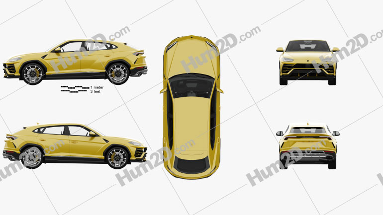 Lamborghini Urus with HQ interior and engine 2019 car clipart