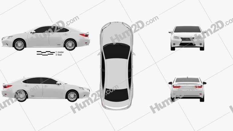 Lexus ES hybrid (XV50) 2013 car clipart