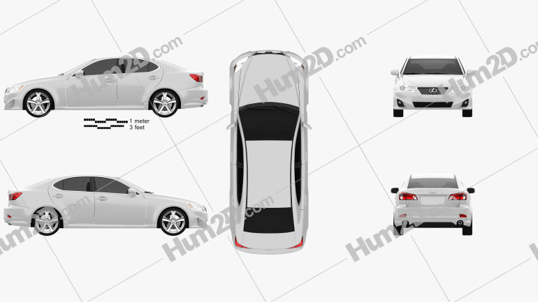 Lexus IS (XE20) 2012 Clipart and Blueprint - Download Vehicles Clip Art