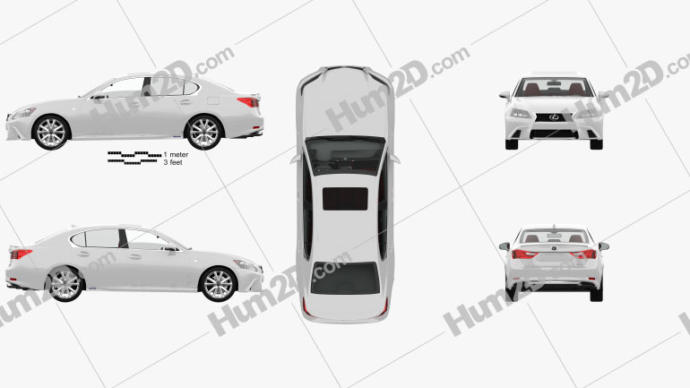 Lexus GS F Sport hybrid (L10) with HQ interior 2012 car clipart