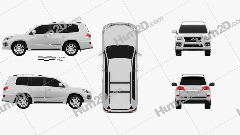 Lexus LX Sport 2013 Clipart and Blueprint - Download Vehicles Clip Art