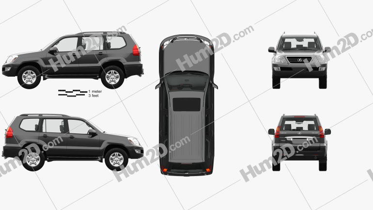 Lexus GX with HQ interior 2002 Clipart and Blueprint - Download