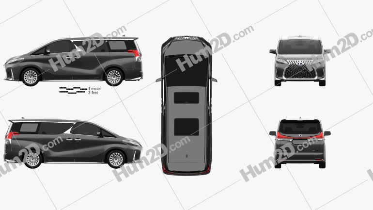 Lexus LM hybrid 2019 Clipart and Blueprint - Download Vehicles Clip Art