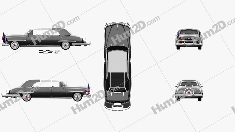 Lincoln Cosmopolitan Presidential Limousine 1950 car clipart