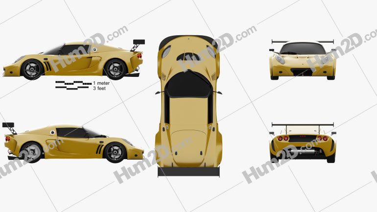 Lotus Exige GT3 2003 Yellow car clipart