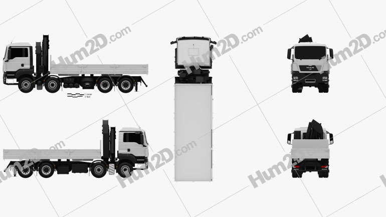 MAN TGS Flatbed Crane Truck 2012 clipart