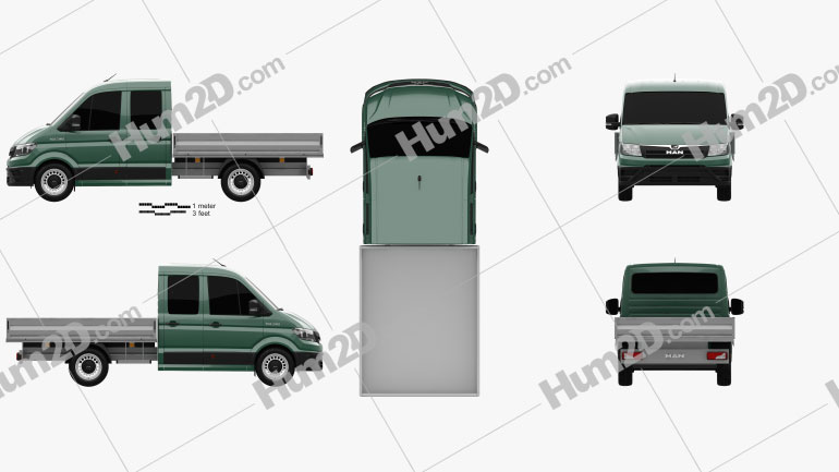 Pickup Truck Crew Cab Platform Body Clipart Image
