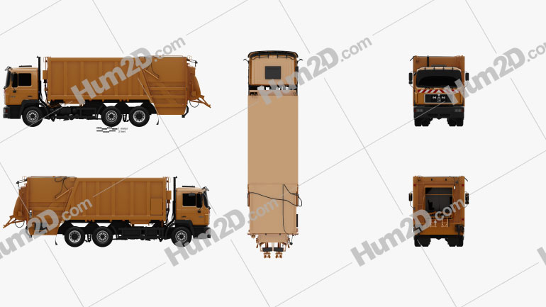 MAN F2000 Garbage Truck 1990 PNG Clipart