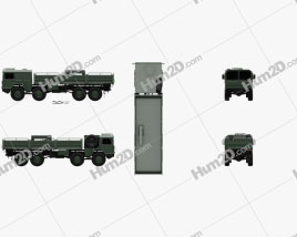 MAN KAT I Military Flatbed Truck 4-axle 1976 clipart