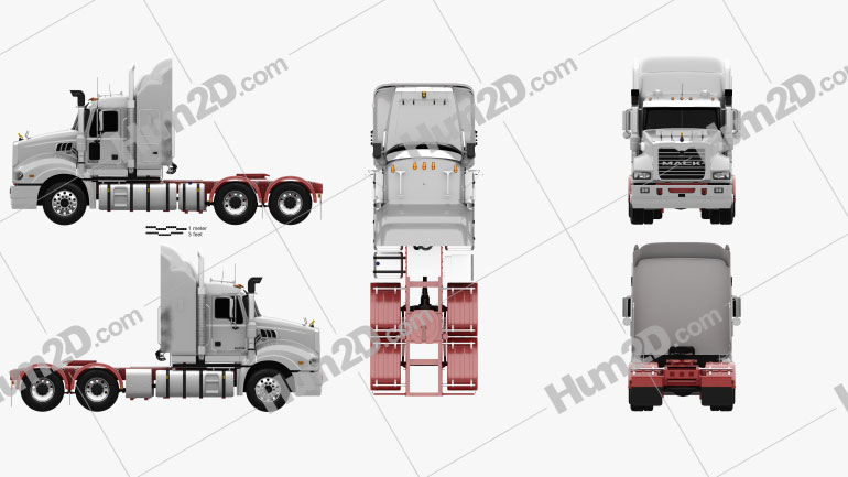 Mack Trident Axle Back High Rise Sleeper Cab Tractor Truck 2008 Clipart Image