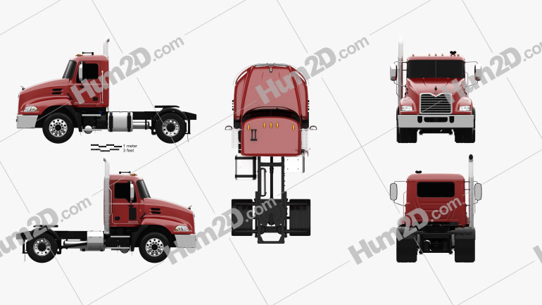 Mack Pinnacle Day Cab Tractor Truck 2011 Blueprint