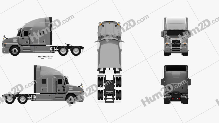 Mack Anthem StandUp Sleeper Cab Tractor Truck 2018 Clipart and