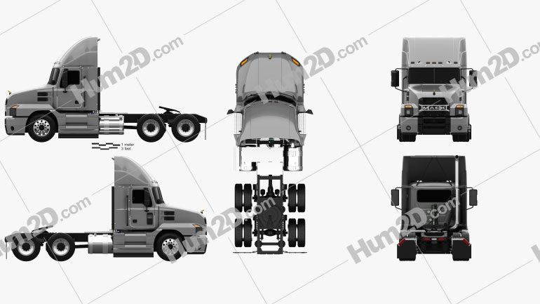 Mack Anthem Day Cab High Rise Tractor Truck 2018 clipart