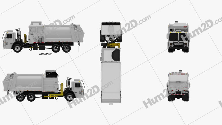 Mack LR LEU613 Garbage Truck Heil 2015 Blueprint