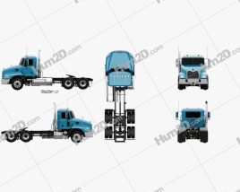 Mack Vision CXN613 Day Cab Tractor Truck 3-axle 2007 clipart
