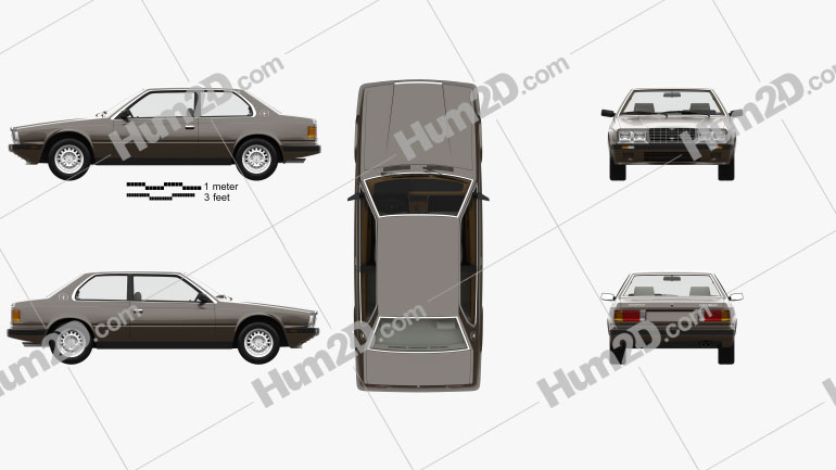 Maserati Biturbo coupe com interior HQ 1982 car clipart